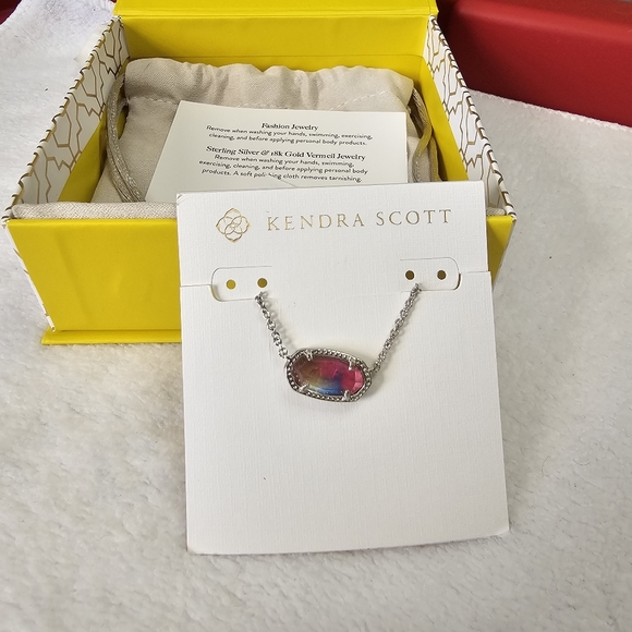 NEW Kendra Scott Silver Watercolor Illusion Elisa Pendant Necklace - Picture 2 of 5